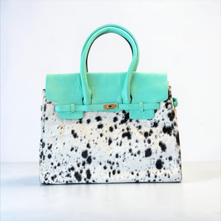 Turquoise leather & cowhide Birkin bag