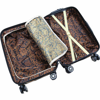 Floral tooling print luggage rolling suitcase