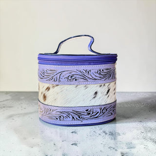 Purple tooled leather & cowhide jewelry box