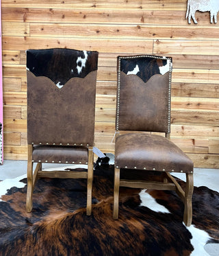 Genuine cowhide & leather armless dinning chair