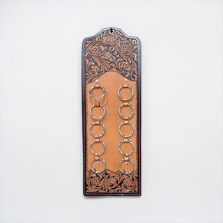 Tooled leather scarf holder