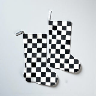 Checkered all cowhide Christmas stockings (2pc)