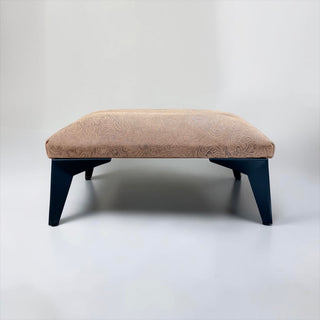 Brown embossed floral ottoman