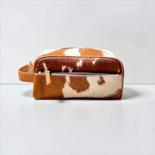 Brown all cowhide toiletry bag