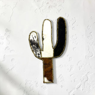 Gold Cactus cowhide wall decor