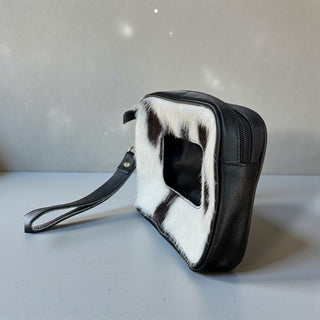Black cowhide & leather wipes bag