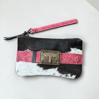 Pink buckle wristlet/crossbody