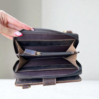 Spades cowhide & leather mirror crossbody bag