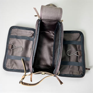 Brown leather toiletry bag