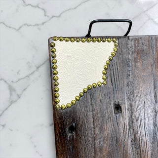 White leather wood tray