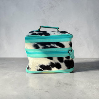 Turquoise leather & cowhide makeup box