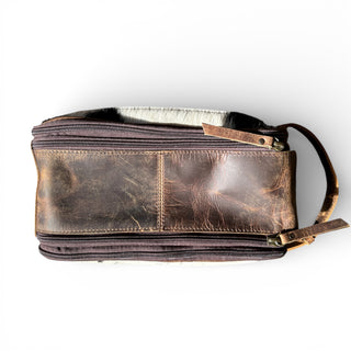 Cowhide & leather toiletry bag