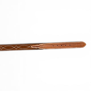 Tan BootStitch suede tooled leather belt