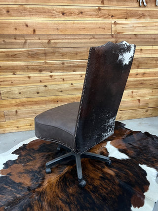 Tricolor genuine cowhide & leather armless office chair