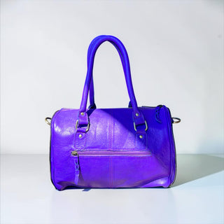 Purple tooled leather & cowhide speedy bag