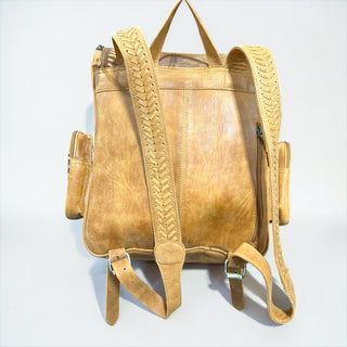 Yellow cowhide backpack