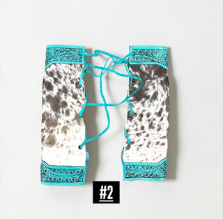 Turquoise cowhide bouquet wrap