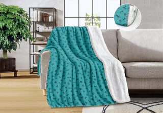 turquoise Branded queen Sherpa blanket