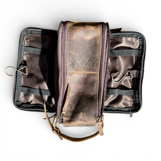 Cowhide & leather toiletry bag