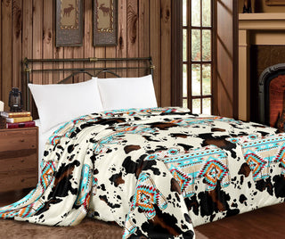 Cowprint turquoise Aztec - Mia blanket