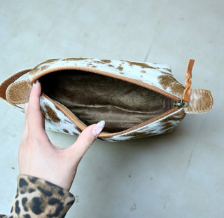 Purple all cowhide makeup bag