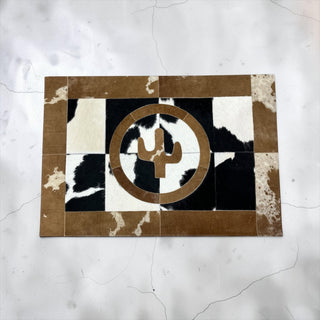 2x3ft cactus cowhide patchwork doormat