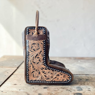 Tooled leather boot cover