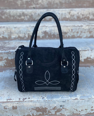 Black Leather Mini Duffle Suede Leather