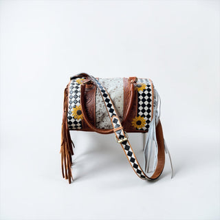 Tan/white checker speedy bag