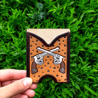 Tooled leather card holder