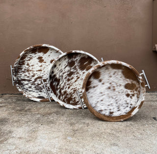 Round Cowhide Tray 3pc