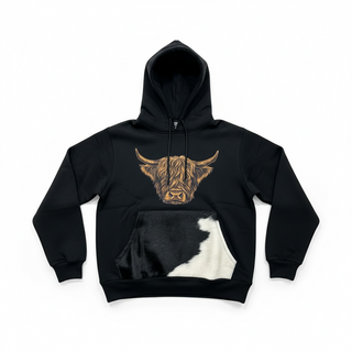 Black highland cowhide hoodie