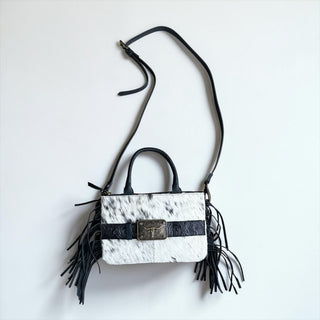 Black buckle fringe crossbody bag