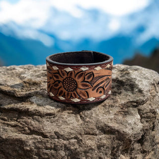 Tooled leather bracelet