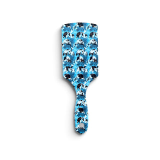 Turquoise blue cowprint hairbrush
