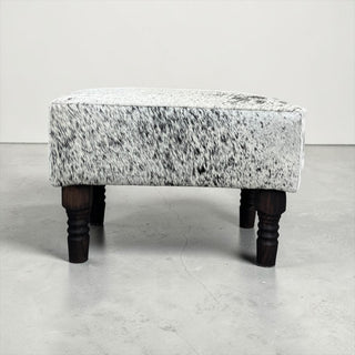 Salt pepper genuine cowhide ottoman