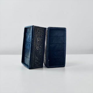 Black tooled leather ring holder