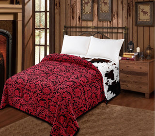 Red floral/cowprint reversible- Mia blanket