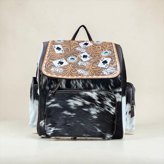 Cards game cowhide backpack