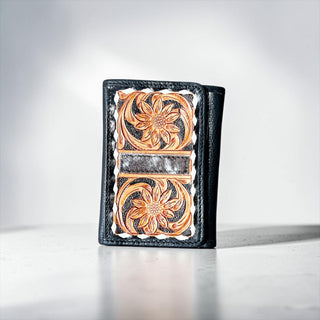 Black tooled leather wallet