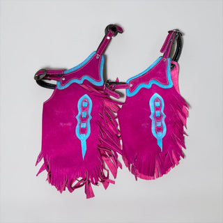 Pink/turquoise suede kids chaps