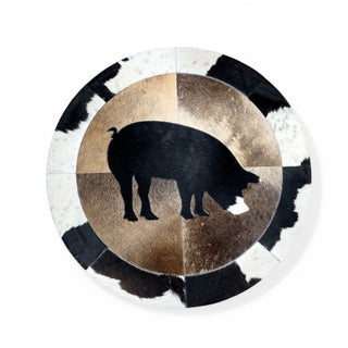 Pig cowhide patchwork rug 3x3’
