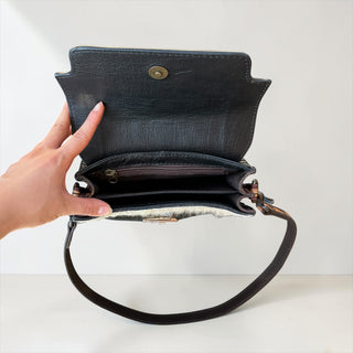 Daisy tooled leather & cowhide shoulder bag