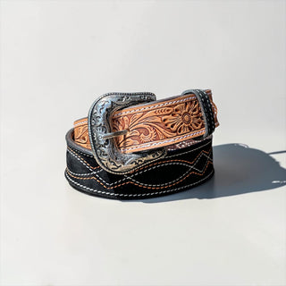 Black/orange BootStitch belt