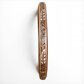 15” Feather tooled leather steering wheel cover