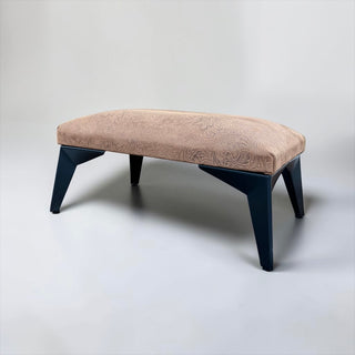 Brown embossed floral ottoman