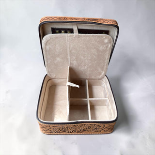 Tooled leather & cowhide jewelry box