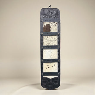 Black tooled leather & cowhide buckle holder