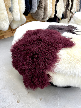 2x3ft Burgundy Tibetan lambskin