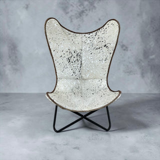 Silver acid wash cowhide butterfly chair